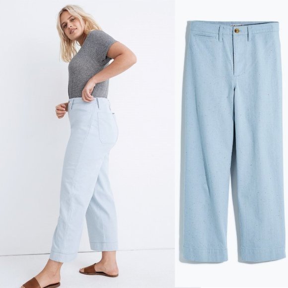 MADEWELL Slim Emmett Wide-Leg Crop Pants Speckle - Picture 13 of 14